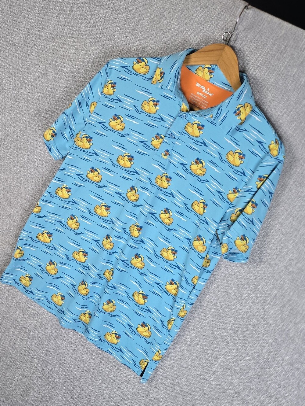 Birdie Bound Rubber Duck Polo Golf Shirt Mens Sz Small